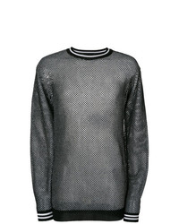 schwarzer und weißer bedruckter Pullover mit einem Rundhalsausschnitt von Diesel Black Gold