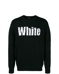 schwarzer und weißer bedruckter Pullover mit einem Rundhalsausschnitt von Diesel