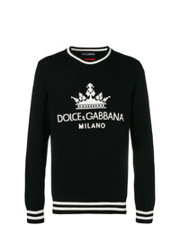 schwarzer und weißer bedruckter Pullover mit einem Rundhalsausschnitt von Dolce & Gabbana