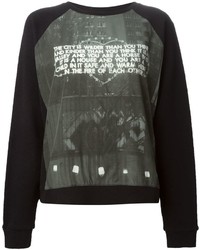 schwarzer und weißer bedruckter Pullover mit einem Rundhalsausschnitt von EACH X OTHER