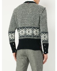 schwarzer und weißer bedruckter Pullover mit einem Rundhalsausschnitt von Thom Browne