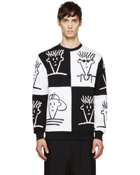 schwarzer und weißer bedruckter Pullover mit einem Rundhalsausschnitt von Etudes Studio