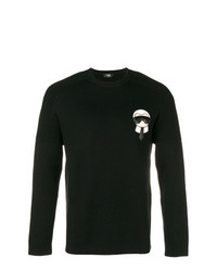schwarzer und weißer bedruckter Pullover mit einem Rundhalsausschnitt von Fendi