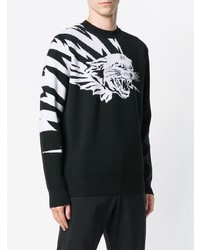 schwarzer und weißer bedruckter Pullover mit einem Rundhalsausschnitt von Givenchy