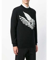 schwarzer und weißer bedruckter Pullover mit einem Rundhalsausschnitt von Givenchy