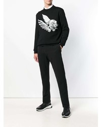 schwarzer und weißer bedruckter Pullover mit einem Rundhalsausschnitt von Givenchy