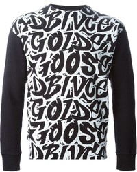 schwarzer und weißer bedruckter Pullover mit einem Rundhalsausschnitt von Golden Goose Deluxe Brand