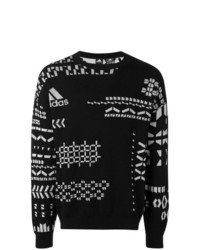 schwarzer und weißer bedruckter Pullover mit einem Rundhalsausschnitt von Gosha Rubchinskiy