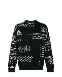 schwarzer und weißer bedruckter Pullover mit einem Rundhalsausschnitt von Gosha Rubchinskiy