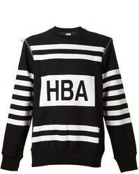 schwarzer und weißer bedruckter Pullover mit einem Rundhalsausschnitt von Hood by Air