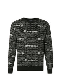 schwarzer und weißer bedruckter Pullover mit einem Rundhalsausschnitt von Hysteric Glamour