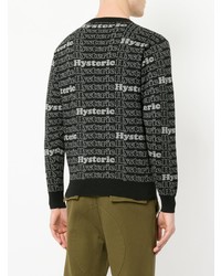 schwarzer und weißer bedruckter Pullover mit einem Rundhalsausschnitt von Hysteric Glamour