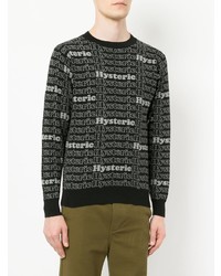 schwarzer und weißer bedruckter Pullover mit einem Rundhalsausschnitt von Hysteric Glamour