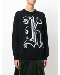 schwarzer und weißer bedruckter Pullover mit einem Rundhalsausschnitt von Christopher Kane