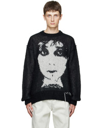 schwarzer und weißer bedruckter Pullover mit einem Rundhalsausschnitt von Isabel Benenato