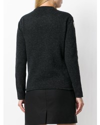 schwarzer und weißer bedruckter Pullover mit einem Rundhalsausschnitt von Saint Laurent