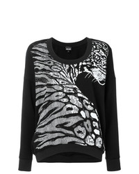 schwarzer und weißer bedruckter Pullover mit einem Rundhalsausschnitt von Just Cavalli