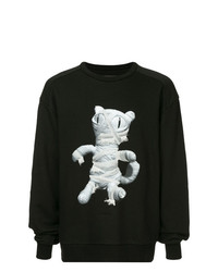 schwarzer und weißer bedruckter Pullover mit einem Rundhalsausschnitt von Juun.J