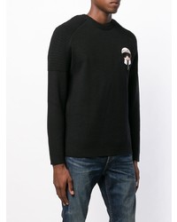 schwarzer und weißer bedruckter Pullover mit einem Rundhalsausschnitt von Fendi