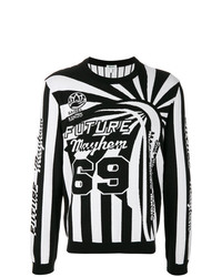 schwarzer und weißer bedruckter Pullover mit einem Rundhalsausschnitt von Kenzo