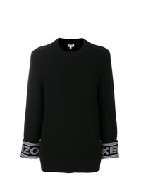 schwarzer und weißer bedruckter Pullover mit einem Rundhalsausschnitt von Kenzo