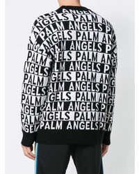 schwarzer und weißer bedruckter Pullover mit einem Rundhalsausschnitt von Palm Angels