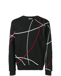 schwarzer und weißer bedruckter Pullover mit einem Rundhalsausschnitt von Les Hommes Urban