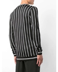 schwarzer und weißer bedruckter Pullover mit einem Rundhalsausschnitt von Balmain