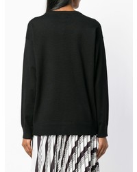 schwarzer und weißer bedruckter Pullover mit einem Rundhalsausschnitt von DKNY