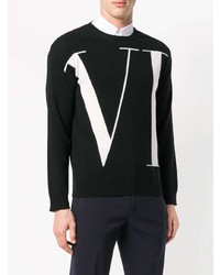 schwarzer und weißer bedruckter Pullover mit einem Rundhalsausschnitt von Valentino