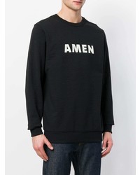 schwarzer und weißer bedruckter Pullover mit einem Rundhalsausschnitt von Amen