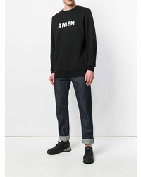 schwarzer und weißer bedruckter Pullover mit einem Rundhalsausschnitt von Amen