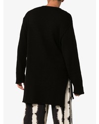 schwarzer und weißer bedruckter Pullover mit einem Rundhalsausschnitt von Yohji Yamamoto