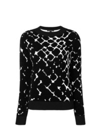 schwarzer und weißer bedruckter Pullover mit einem Rundhalsausschnitt von Marc Jacobs
