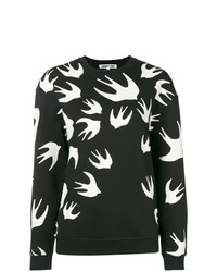 schwarzer und weißer bedruckter Pullover mit einem Rundhalsausschnitt von McQ Alexander McQueen