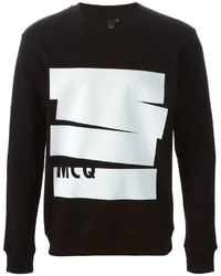 schwarzer und weißer bedruckter Pullover mit einem Rundhalsausschnitt von McQ by Alexander McQueen