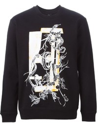 schwarzer und weißer bedruckter Pullover mit einem Rundhalsausschnitt von McQ by Alexander McQueen
