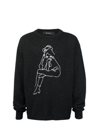 schwarzer und weißer bedruckter Pullover mit einem Rundhalsausschnitt von Misbhv