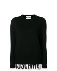 schwarzer und weißer bedruckter Pullover mit einem Rundhalsausschnitt von Moschino