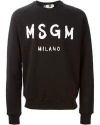 schwarzer und weißer bedruckter Pullover mit einem Rundhalsausschnitt von MSGM