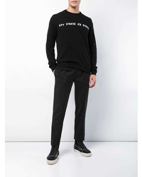 schwarzer und weißer bedruckter Pullover mit einem Rundhalsausschnitt von Undercover