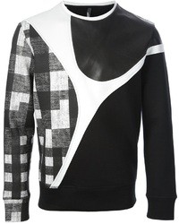schwarzer und weißer bedruckter Pullover mit einem Rundhalsausschnitt von Neil Barrett