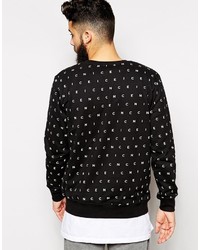 schwarzer und weißer bedruckter Pullover mit einem Rundhalsausschnitt von Asos