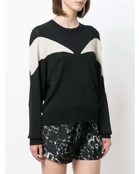 schwarzer und weißer bedruckter Pullover mit einem Rundhalsausschnitt von Isabel Marant