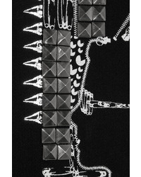 schwarzer und weißer bedruckter Pullover mit einem Rundhalsausschnitt von Karl Lagerfeld