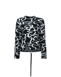 schwarzer und weißer bedruckter Pullover mit einem Rundhalsausschnitt von Proenza Schouler