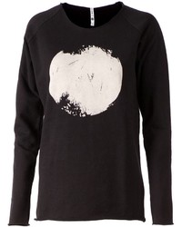 schwarzer und weißer bedruckter Pullover mit einem Rundhalsausschnitt