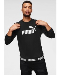 schwarzer und weißer bedruckter Pullover mit einem Rundhalsausschnitt von Puma