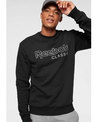schwarzer und weißer bedruckter Pullover mit einem Rundhalsausschnitt von Reebok Classic