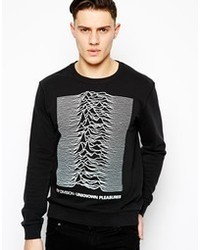 schwarzer und weißer bedruckter Pullover mit einem Rundhalsausschnitt von Rock & Rags